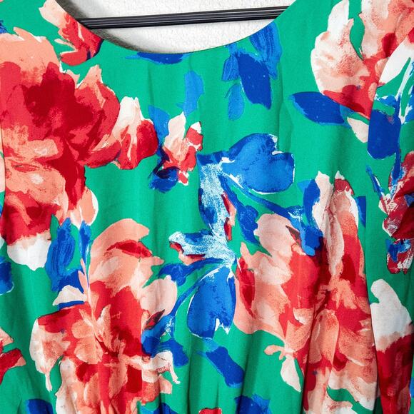 Lulus Floral Romper Open Back Green Multicolor Size Large Romantic - Picture 4 of 12